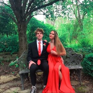 beautiful long red prom dress